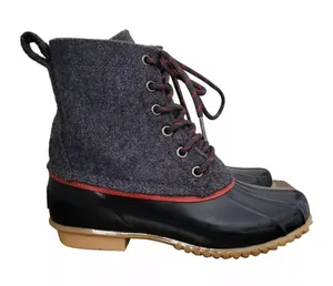 GH Bass & Co Harlequin Duck Boots Womens 6 Gray Wool Lace Up Ankle Rain Outdoor thumbnail 5