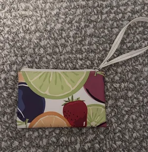 Clinique Fruit Print Wristlet Pouch - White, Red, Purple, Orange thumbnail 2