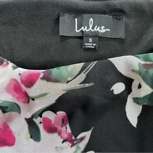 Lulus Ayana Black Pink Floral Ruched Mesh‎ Bodycon Dress SMALL thumbnail 13