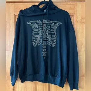 SHEIN Rhinestone Skeleton Women's Hoodie thumbnail 2