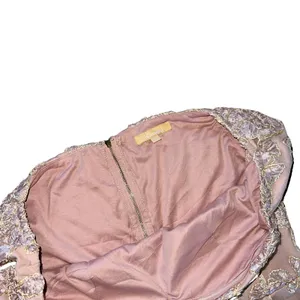 Blush Pink Embroidered Lace Wedding Guest Dress Size Large 3D Floral Formal thumbnail 13