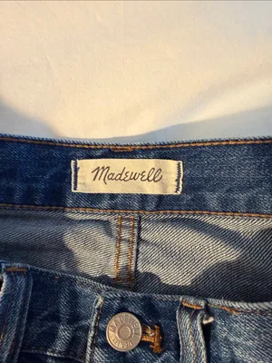 Madewell Blue Distressed Button-Front Denim Mini Skirt thumbnail 2