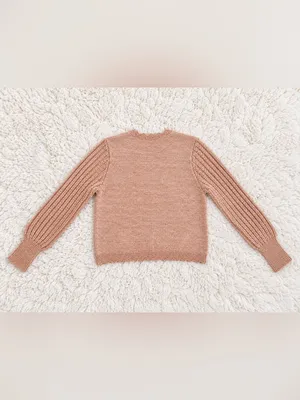 NWT Frye Marled Scalloped Knit Wool Sweater – Peach – S thumbnail 5