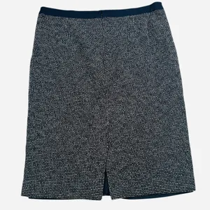 Boden Pencil Skirt Women 14L Navy‎ Blue Textured Cotton Blend Knee Length T0100 thumbnail 2