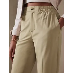 Banana Republic Airstretch Tapered Pant Khaki Beige Elastic Waist Ankle M thumbnail 3