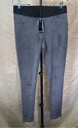 Premise Gray Faux-Suede Leggings with Black Elastic Waistband thumbnail 1