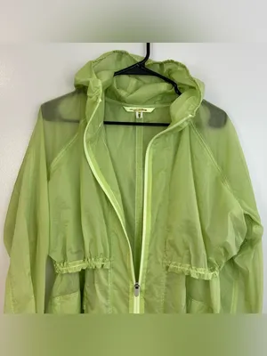 Athleta Skyline Anorak Lime Green Sheer Hooded Windbreaker Travel Jacket XXS thumbnail 10