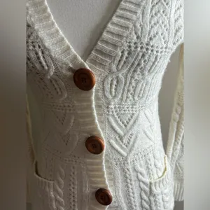 Vintage Gap wool blend open cable knit v neck cardigan medium thumbnail 4