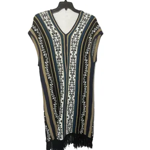 Sleeveless Kimono Overpiece Size Xs/S Fringed Aztec Western Festival Sweater thumbnail 7