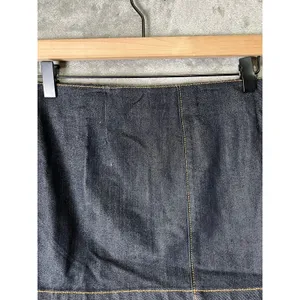Retrofete Nyla Denim Micro Mini Skirt‎ Gold Zip Y2K Baddie It Girl Dark Wash Med thumbnail 5
