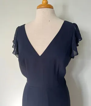 Dessy After 6 Midnight Navy Blue Chiffon Bridesmaid Formal Prom Dress thumbnail 6