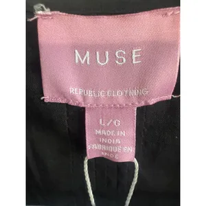 Muse Republic Clothing Black Embroidered Ruffle Blouse Size L NWT thumbnail 5
