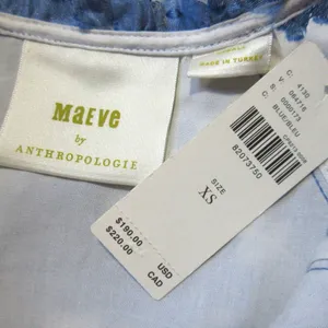NWT Maeve by Anthropologie Tiered Jacquard Mini in Blue Organza A-line Dress XS thumbnail 5