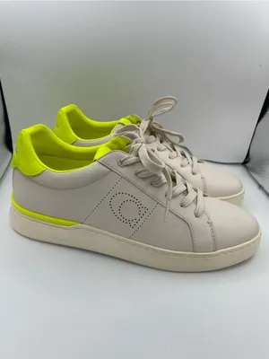 Coach lowline low top leather women’s sneakers G5040 light beige/neon green thumbnail 13