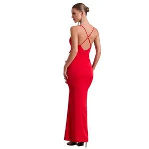 NWT Club L Red Ruffle Plunge Maxi Dress US 4 UK 8 Wedding Guest Formal Sexy thumbnail 3