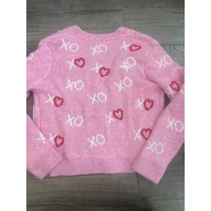 Cupcakes and Cashmere Pink XO Heart Print Cardigan Sweater Medium NEW thumbnail 7