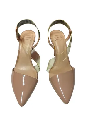 INC International Concepts Tan/Nude Pointed-Toe Slingback Heels with Clear Strap thumbnail 3