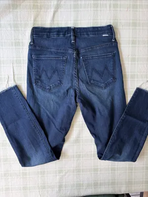 MOTHER Dark Blue Slim Fit Jeans thumbnail 6