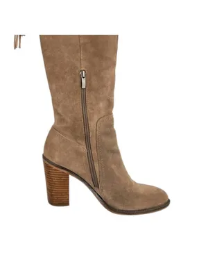 Franco Sarto Ellyn Taupe Suede Over the Knee Boots Block Heels Size 7.5 thumbnail 6