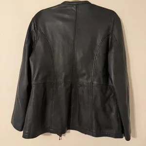 Vintage British Khaki Genuine Leather Y2K‎ Zip Up Black Jacket Size 10 thumbnail 13