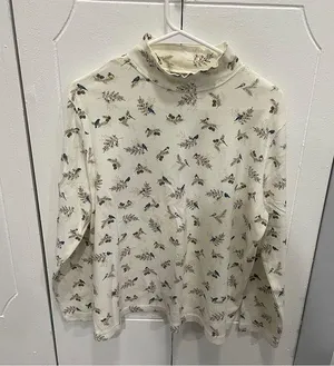 Croft & Barrow Off White Patterned Turtle Neck Long Sleeve thumbnail 1