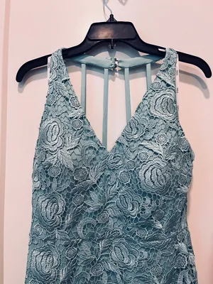 Siena Women's Sleeveless Halter V-Neck Floral Lace Sheer Trim Midi Dress SZ4 thumbnail 5