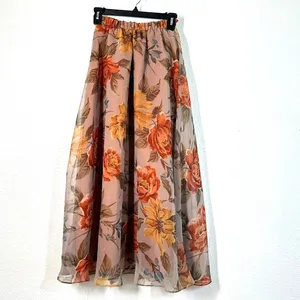 L Skirt Floral Skirt Chiffon Cottagecore Romantic Croquet Fairycore Vintage 90's thumbnail 3