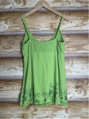 Vintage prAna Smocked Crochet-Trim Bohemian Babydoll Camisol size medium thumbnail 6
