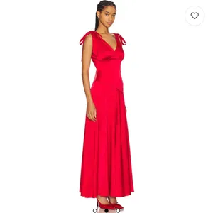 Line & Dot Harles Satin Maxi Dress – Red – Size Small New‎ thumbnail 2