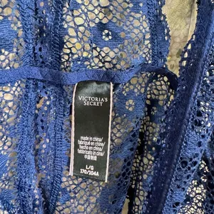 Victorias Secret Navy Blue Fully Lace One Piece Lingerie Bodysuit Large NWOT thumbnail 4