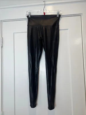 SPANX Black Faux Leather Jeggings size medium. thumbnail 3