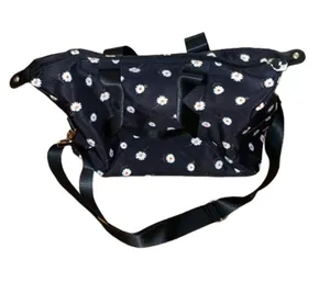 Alice + Olivia Black Fabfitfun Daisy Print Duffle Bag Weekender Travel Overnight thumbnail 1