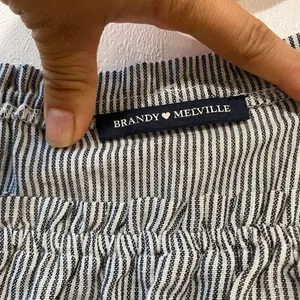 Brandy Melville Pinstripe Off Shoulder Top Black White Long Sleeve thumbnail 5