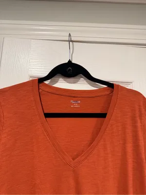 NWOT Madewell Size S Burnt Orange V Neck Short Sleeve Slub Cotton Tee Shirt thumbnail 4