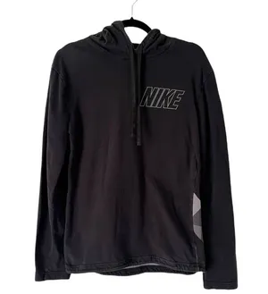 Nike Black Geometric Print Pullover Hoodie Logo Sweatshirt Size Small thumbnail 1