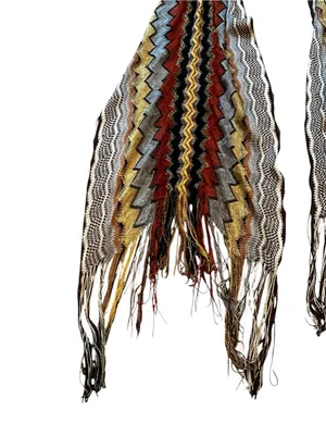 Missoni Zig Zag Chevron Multi Purpose Scarf Belt Head Wrap Boho Fringe thumbnail 3
