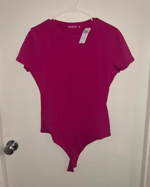 Abercrombie & Fitch Fuchsia Short-Sleeve Bodysuit thumbnail 1