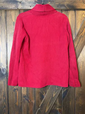 Lauren Ralph Lauren Red 100% Cotton Shawl Collar Cardigan Sweater‎ thumbnail 4