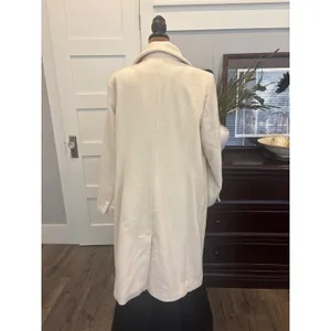 Vintage Jessica London Cream White 100% Wool Long Coat Jacket Size 14 01-0219-0 thumbnail 3