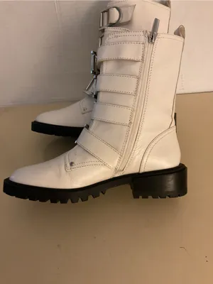 Vince Camuto women White Leather Buckle Strap Combat Boots US 7 thumbnail 10