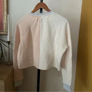 Madewell MWL Airyterry Colorblock Crop‎ Sweatshirt Bone White Pink NWT Size XXS thumbnail 5