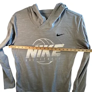 Nike Volleyball Hoodie Tee Dri-FIT Grey Space Dye‎ Long Sleeve Shirt Women M thumbnail 6