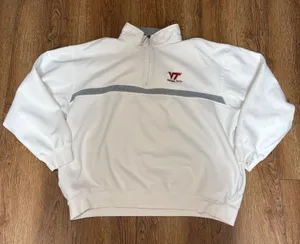 Virginia Tech‎ Hokies 1/4 Zip Sweatshirt White Grey Women XL Pullover Antigua thumbnail 1