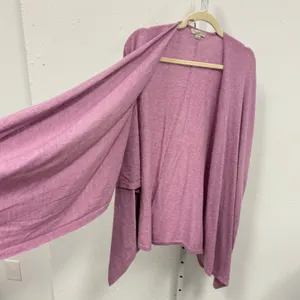 Loft Mauve Pink Open Front Cardigan Kimono Sleeve Cotton Blend One Size thumbnail 3