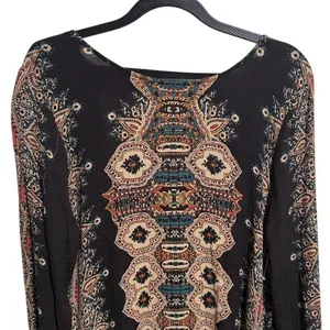 Free People Boho Paisley Medallion Open Back Mini Dress‎ Black Multi Medium thumbnail 4