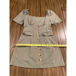 Mable babydoll short sleeve cotton blend green mini dress small thumbnail 4