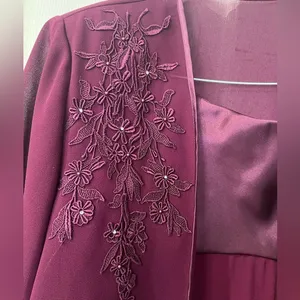 Patra two piece dress burgundy size 8 Vintage embroidery to jacket Maxi thumbnail 14