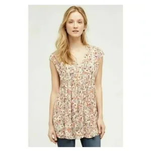 Anthropologie Vanessa Virginia Floral Button Front Tunic Top thumbnail 2