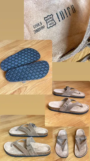 IDIFU Women’s Sandals Size 8.5 Taupe Suede Strappy Thong Buckle Flat New thumbnail 6