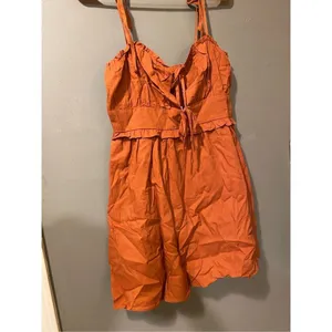Forever 21 Auburn Woven Spaghetti Strap Tie Mini Dress Size Medium NWT thumbnail 6